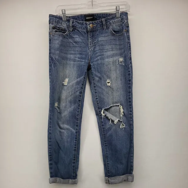 Joe Boxer Women's Jeans Blue Size 3 Junior Cotton Straight Denim Ripped Capri