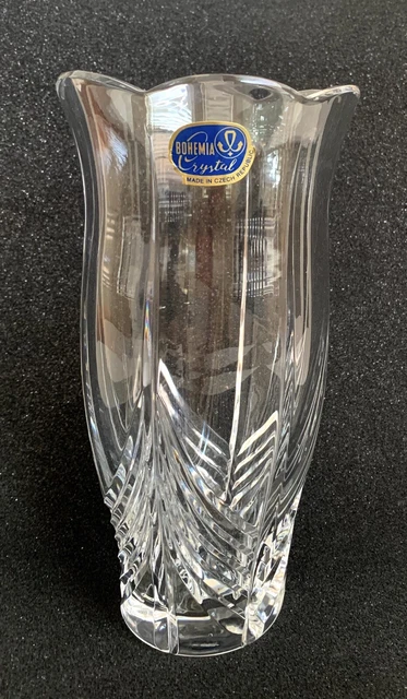 Cut Polished Lead Crystal Vase BOHEMIA CRYSTAL Made in Czech Republic Heavy 8"