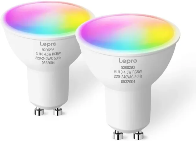 Lepro GU10 Smart Glühbirne, [2er-Pack] dimmbarer Farbwechsel, Alexa, Google Home