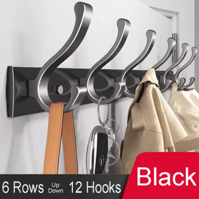 8-12 Hooks Wall Mounted Hanger Strong Coat Clothes Door Holder Rack Key Hooks UK