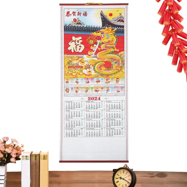 2024 Chinese Wall Scroll Calendar Picture of Dragon  Zodiac Dragon Chinese Cale
