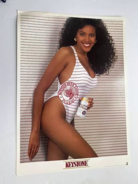 VINTAGE Keystone Light Beach Bikini SEXY Girl ADVERTISING BEER POSTER 28x20 Bar