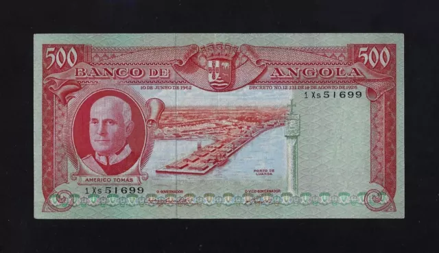 Portugal  Angola 500 Escudos 1962 P-95 EF-AU key date