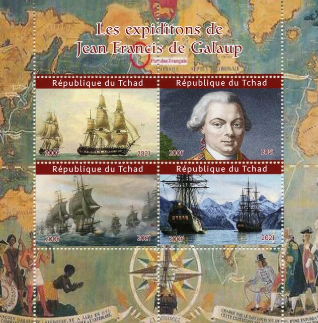 Chad Ships Stamps 2021 MNH Jean-Francois de Galaup Exploration People 4v M/S