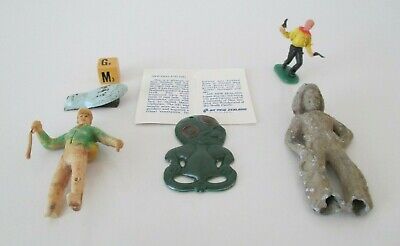 Lot of 6 Misc. Toy Bits & Pieces Game Parts "Cricket" Metal/Plastic Figures Vtg
