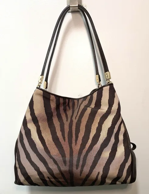 Coach Madison Phoebe Shoulder Bag In Zebra Print Fabric Retail $278