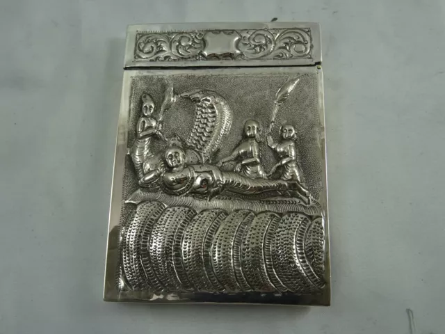 INDIAN silver CARD CASE, c1900, 95gm