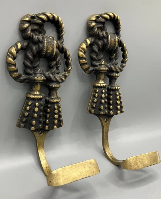 Paire De Patères Anciennes En Bronze – Porte-manteaux Vintage, Style Embrase, Occasion