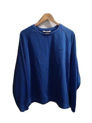 Nike Vintage Sweatshirt Jumper Size L Blue Embroidered Black Swoosh Logo Retro