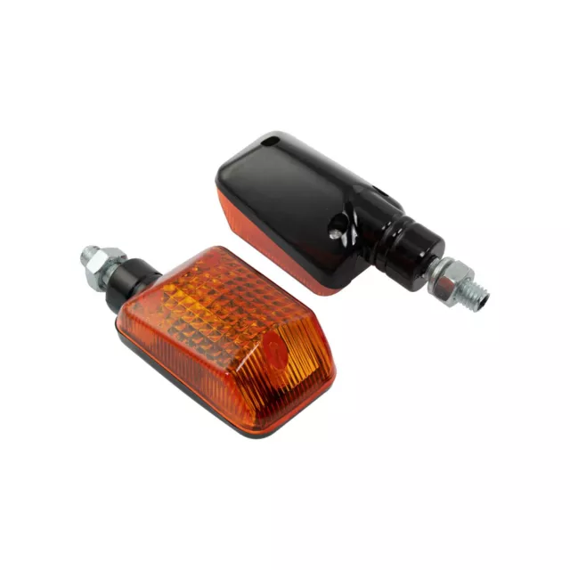 Motorcycle Universal Indicators Short Stem Mini Pair Black Body And Amber Lens