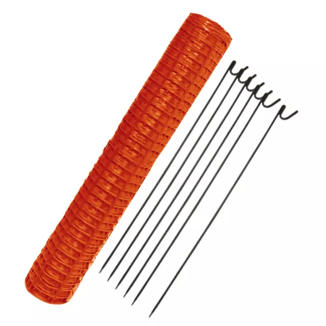 Orange Plastic Safety Barrier Mesh Fence Netting Net and Metal Pins