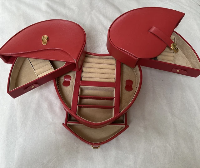 Wolf Designs Jewelry Box Heart Shaped Red Faux Leather Gold Accents