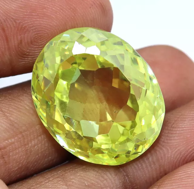 119 Ct Natural Cambodian Lemon Yellow Color Zircon Oval Cut Loose Gemstone