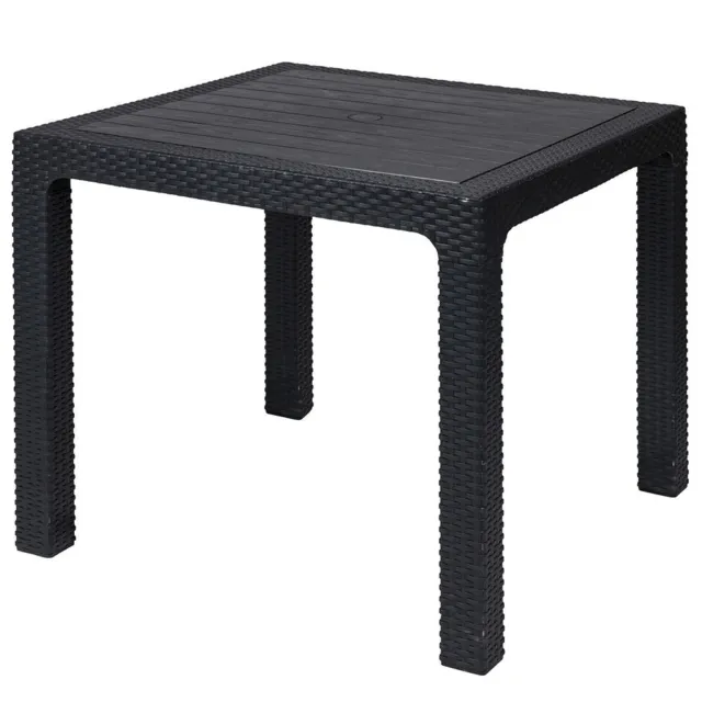 Quadratischer Tisch 80x80 cm Outdoor in PP Rattan-Effekt, abnehmbare Beine, Este