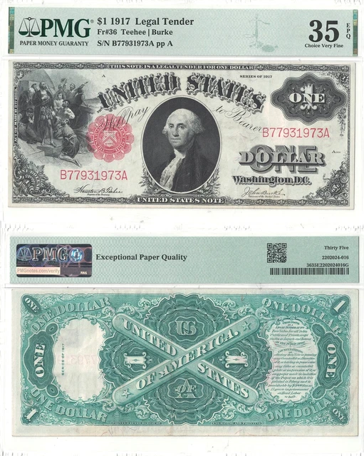 1917 $1 Legal Tender Fr 36 PMG Choice Very Fine-35 EPQ
