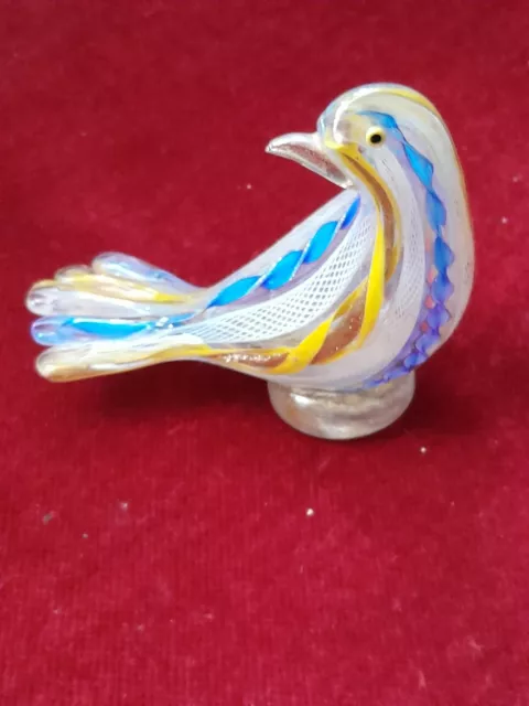 Vintage Murano Latticino Twisted Ribbon Aventurine Bird Figurine