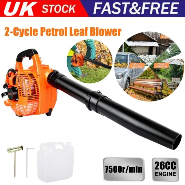 26cc Garden Yard Handheld Petrol Leaf Blower Powerful 2 Stroke Air Cooled Engine