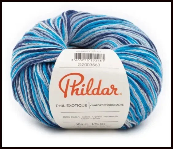 Lot De 10 Pelotes De Coton PHIL FALAISE Porcelaine - Bleu - Aiguille 4 - Parfaites Pour Le Tricot
