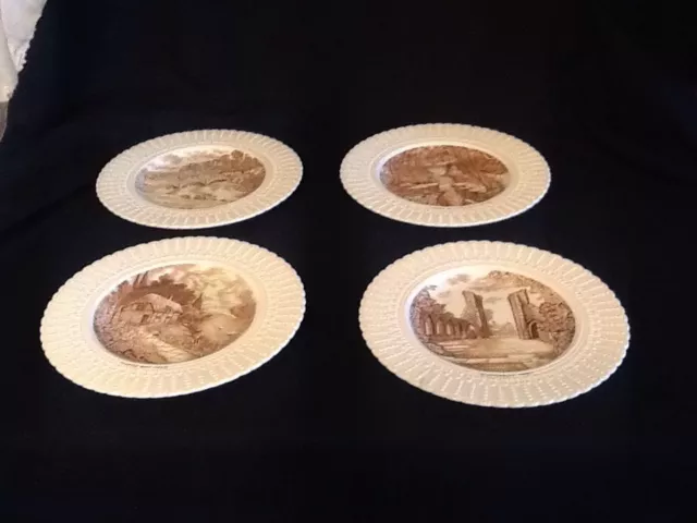 Set of 4  Royal Cauldon England Transferware Thames Boat House Ludlow Castle +