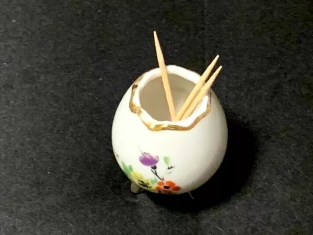 Enesco-Japan Porcelain Toothpick Holder-2" High-See Desc. Pretty-Vgc