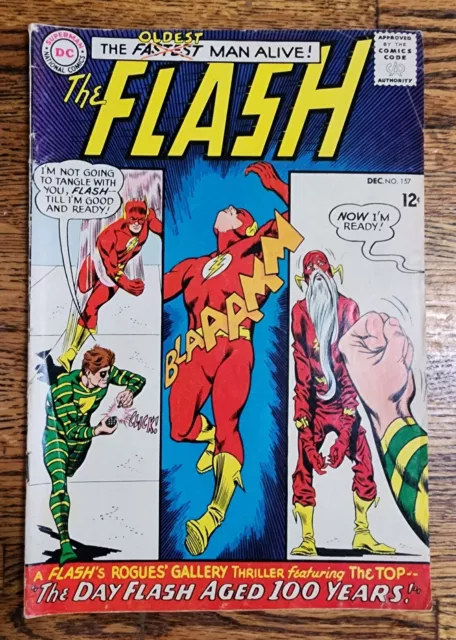 DC Comics-The Flash-The Oldest Man Alive-Dec 1965-No 157-Flash Aged 100 Years!