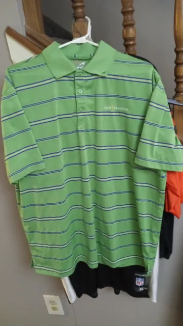 Ahead Brand L Large THE PLAYERS Green and White Striped Polo Shirt Pre-owned