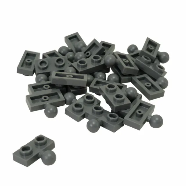 25 LEGO Plate, Modified 1 x 2 with Tow Ball on Side Gris-Bleu Foncé 14417