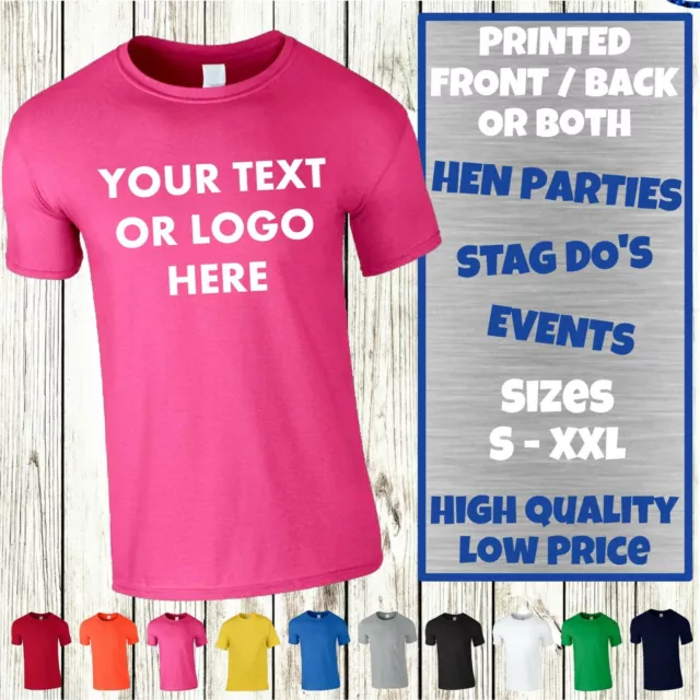 Personalised T Shirt Custom Your Image Text Here Printed Stag do Hen Party
