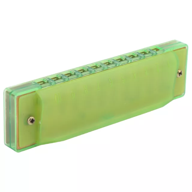 (Verde) armonica in plastica 10 fori ABS e armonica traslucida in metallo con