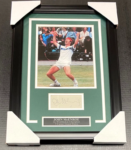 John Mcenroe Tennis Signed Autographed Book Cut Framed With 8X10 Photo