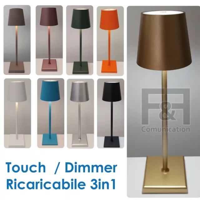 Lampada da tavolo led ricaricabile simile poldina oro nera bianca grigia rossa
