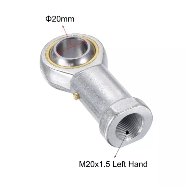 PHS20 Rod End Bearing 20mm Bore Self-lubricated M20x1.5 Left Hand Female Thread 3