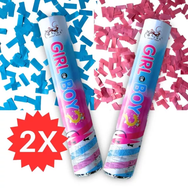 2X Gender Reveal Twist Party Popper Cannon Shooter Confetti Pink Blue Colour