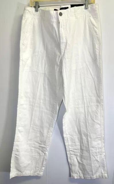 NWT Marc Anthony 36/30 Mens Pants White Linen Blend Slim Fit