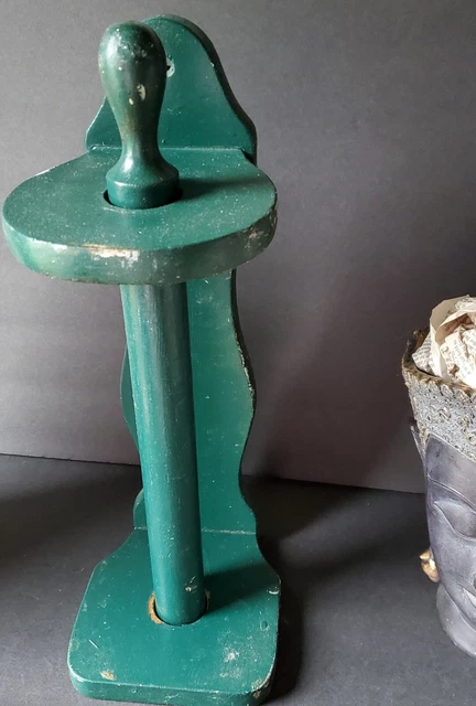 Soporte para toallas de papel de madera vintage, autónomo/montaje en pared pintado de verde