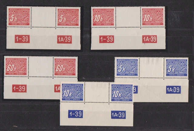 Böhmen & Mähren  Lot  postfr. Portom. Zwischenstegpaare m. NR