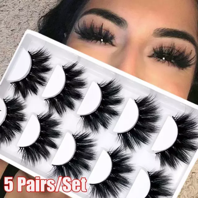 5Pairs SKONHED 4D Faux Mink Hair False Eyelashes Full Volume Fluffy Lashes Hot