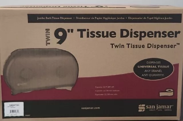 New in Box San Jamar - R4000TBK - 9” Double Roll Bath Tissue Dispenser, B5