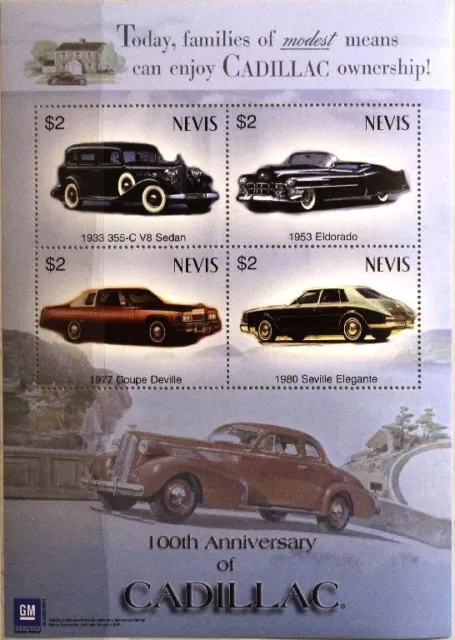 NEVIS 2003 Klb 1893-96 Block 229 Cadillac Automobile Vintage Cars alte Autos MNH