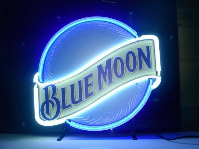 Blue Moon Beer CA 20"x16" Neon Light Sign Lamp Bar Artwork Wall Decor Pub Glass