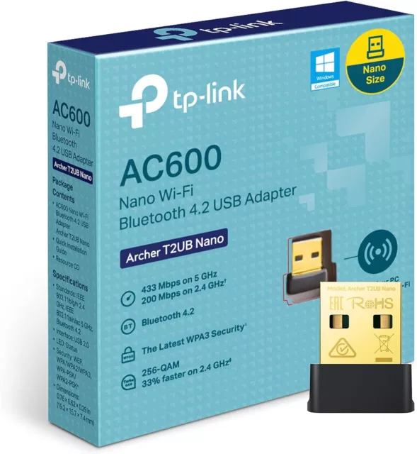 Tp-Link AC600 Nano Wi-Fi Bluetooth 4.2 USB Adapter, Dual Band Wireless, Supports