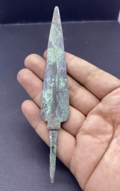 Genuine Rare Ancient Roman Era Bronze Spear Head Arrow Long RARE!!