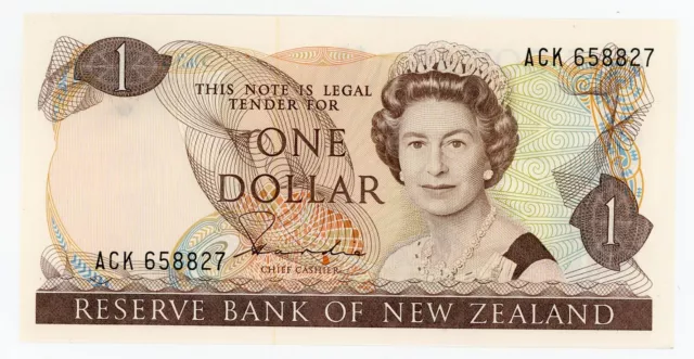New Zealand ... P-163d ... 1 Dollar .. ND (1977-81) ... Ch *UNC*😉Prefix "ACK