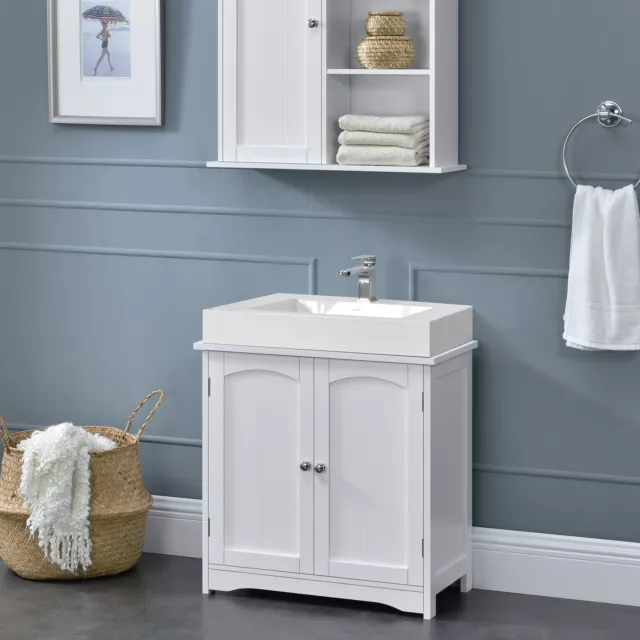 en.casa armario de baño armario inferior lavabo muebles de baño blanco 60x60x30cm