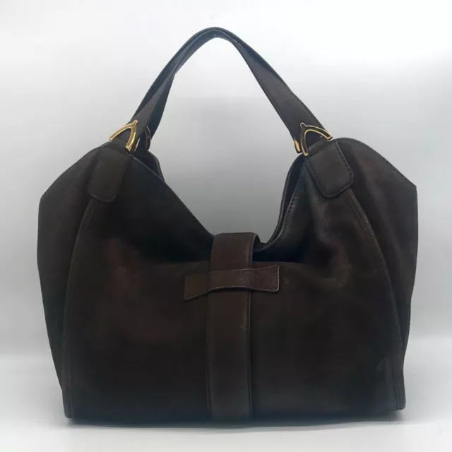 Gucci Brown Nubuck Leather Large Stirrup Hobo Bag 2