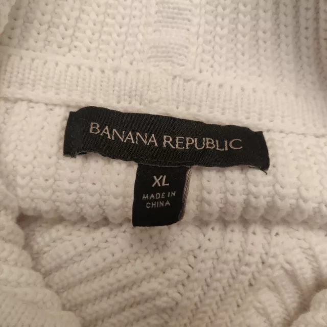 Banana Republic Stitchy Hoodie Cropped Boxy Sweater Jumper White Size XL    AG 3