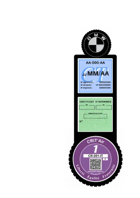  Générique Vignette CRIT AIR Support Macaron Pollution Stickers  Auto rétro (Noir)