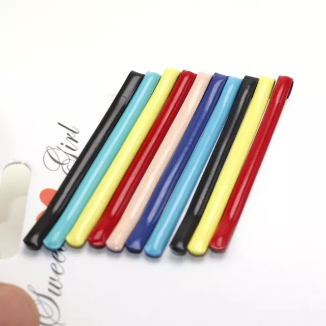 20 Mixed Color Metal flat Top Bobby Hair Pin Clips 65X4mm Slides Grip Clips 2