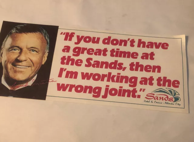 Frank Sinatra The Sands  Hotel Casino Concert Flyer Atlantic City  Flyer