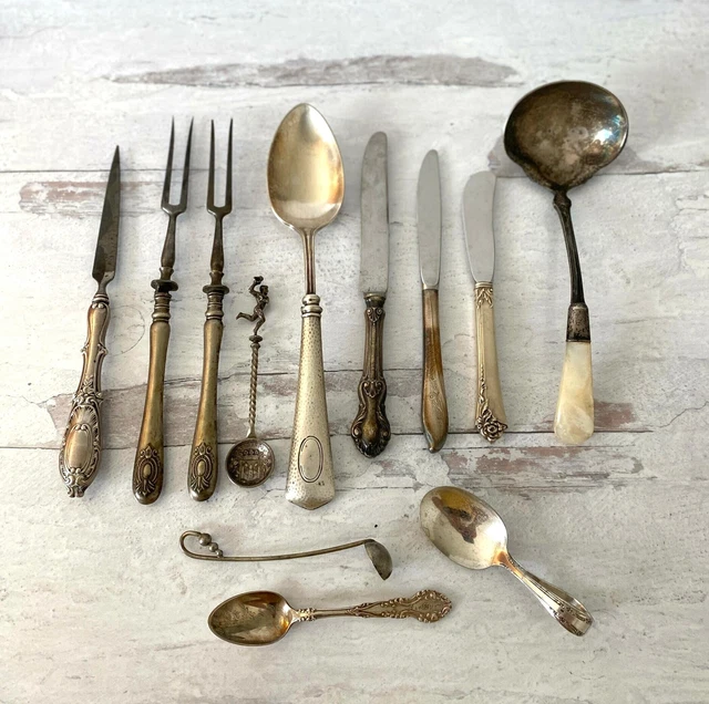 Lot of Sterling Silver Handle and Silver Plate Serving Ware Meridien Gorham EP